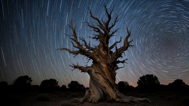 Dead Tree Star Trails — stars, night, dark wallpaper
