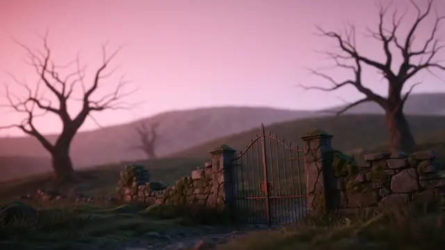 Haunted Gate — gothic, spooky, sunset wallpaper