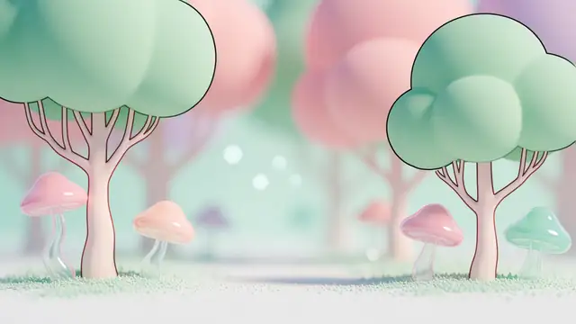 Candy Mushroom Wood — pastel, mushrooms, forest wallpaper