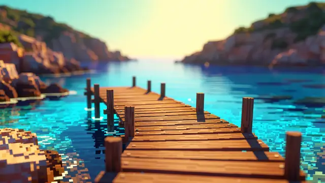 Sunset Dock Cove — ocean, nature, summer wallpaper