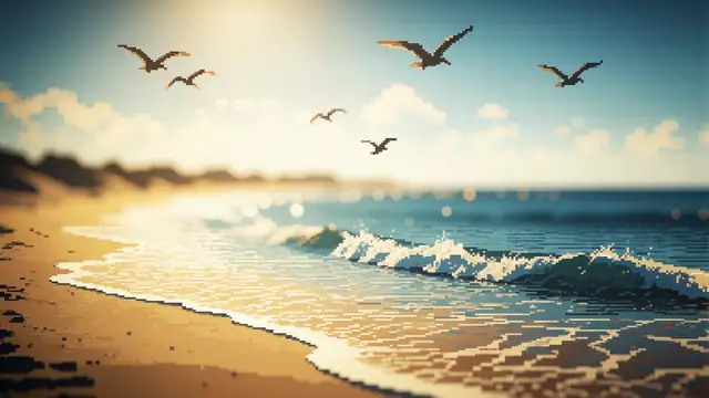 Sunny Beach Seagulls — ocean, birds, summer wallpaper