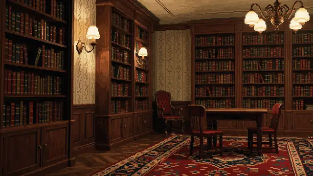 Cozy Wood Library — cozy, vintage, cottagecore wallpaper