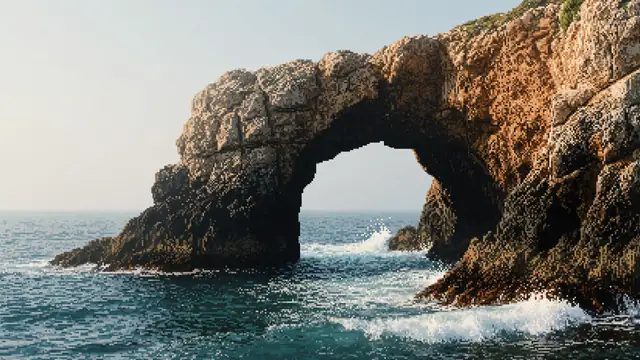 Coastal Rock Arch — ocean, nature, retro wallpaper