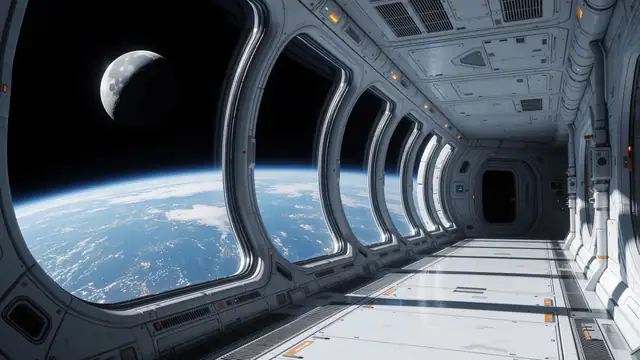 Space Station Earthrise — space, stars, moon wallpaper