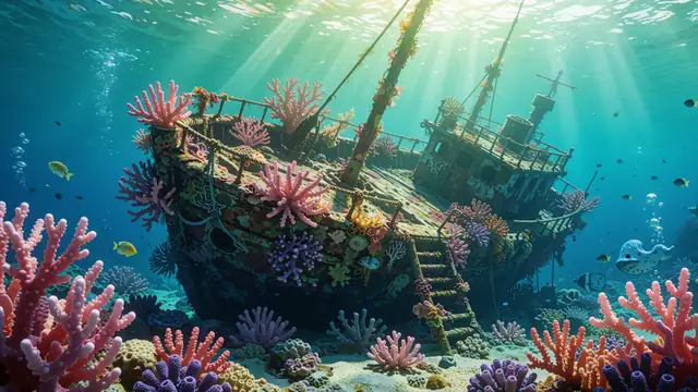 Shipwreck Coral Reef — underwater, ocean, fish wallpaper