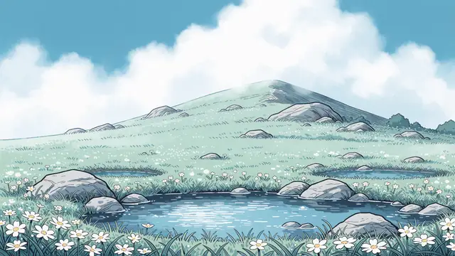 Daisy Hillside — nature, meadow, flowers wallpaper