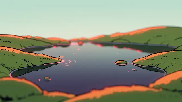 Sunset Lake Hills — nature, sunset, ocean wallpaper