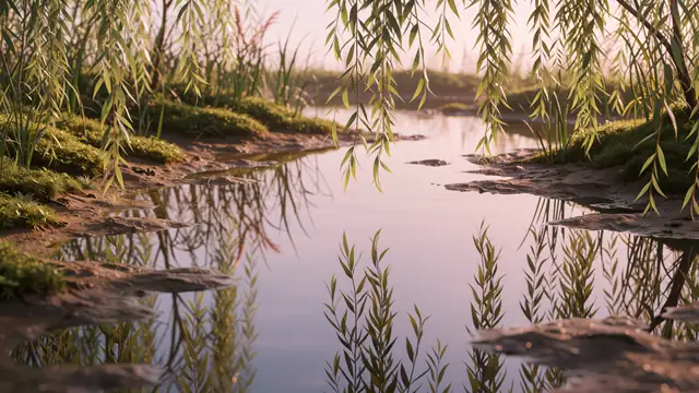 Willow Reflections — nature, sunset, romantic wallpaper