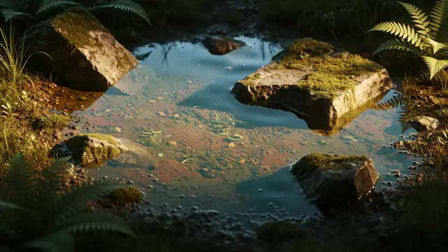 Forest Puddle — forest, nature, green wallpaper