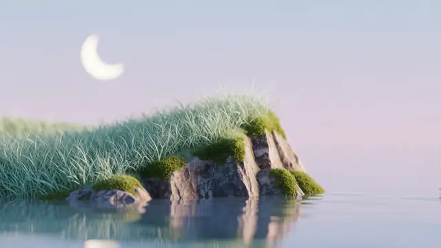 Crescent Isle — moon, pastel, ocean wallpaper
