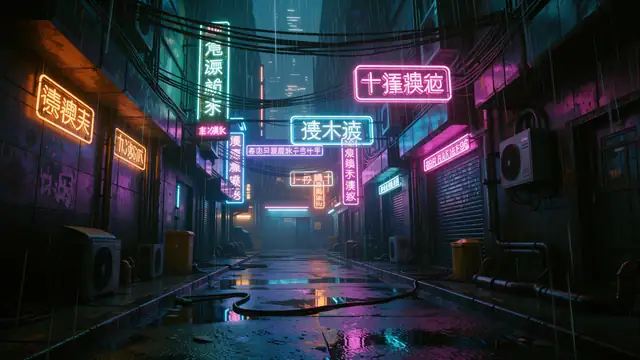 Neon Rain — cyberpunk, neon lights, rain wallpaper