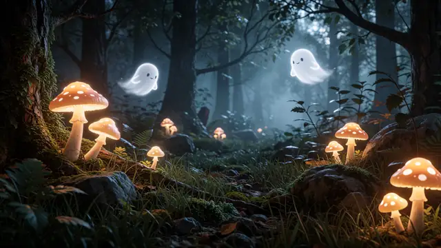 Ghost Shrooms — ghost, mushrooms, kawaii wallpaper